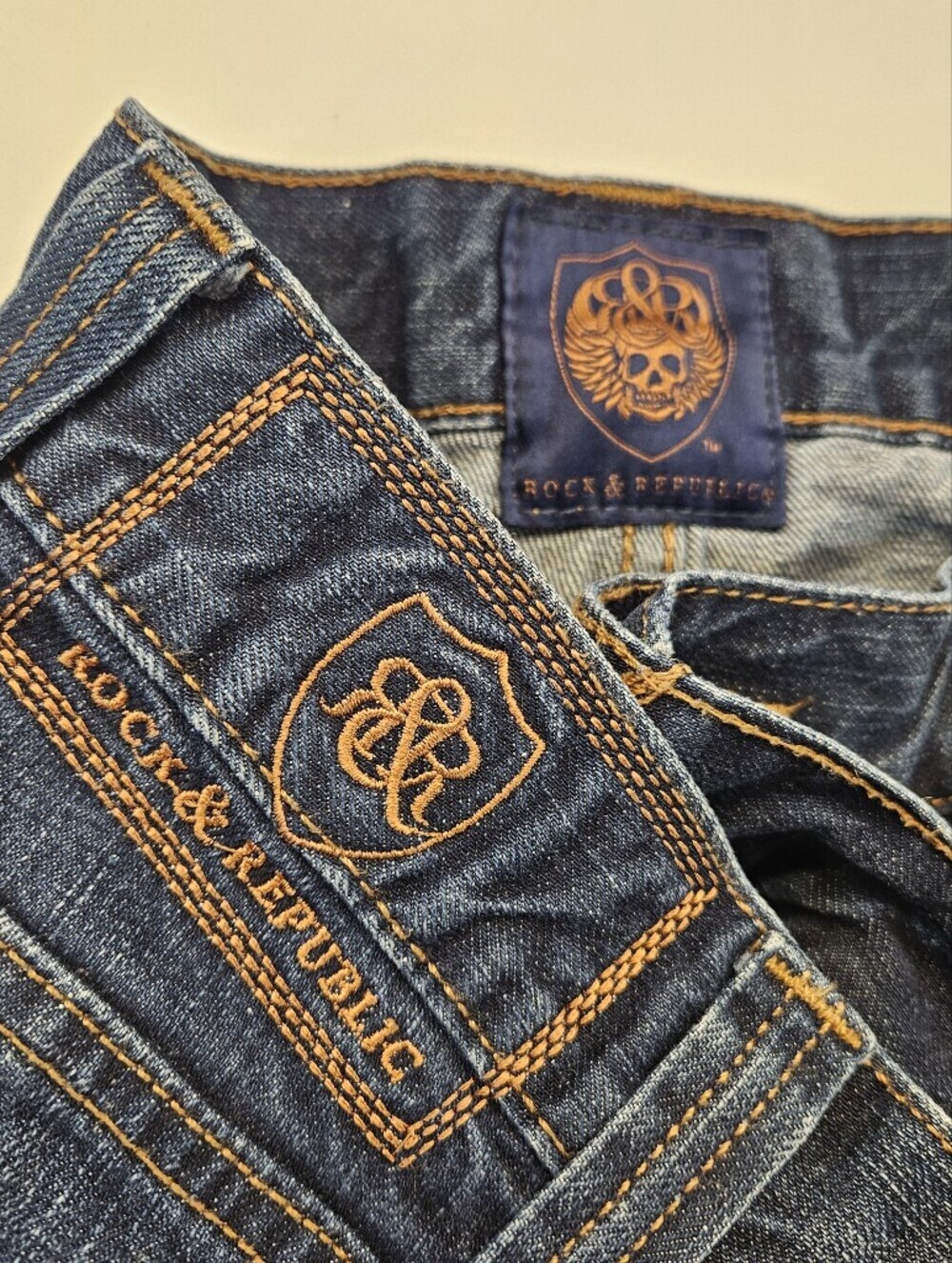 Rock & Republic Rigid Jeans Men’s 38 x 30 Dark Wash Blue Denim